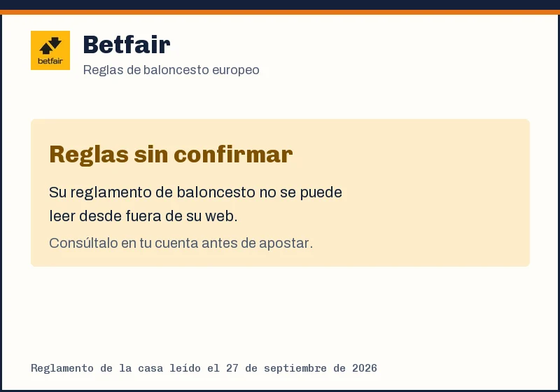 Reglas de baloncesto de Betfair: prórroga, 1X2 a 40 minutos, partido suspendido y eliminatorias